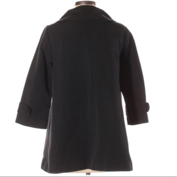 Worthington size S black Vintage button up 3/4 sleeve A-line dress coat jacket - Picture 2 of 16